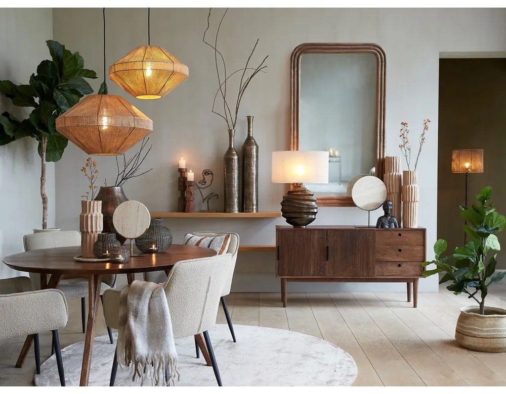 Brązowy okrągły stół z blatem z drewna akacjowego ø 140 cm Quenza – Light & Living