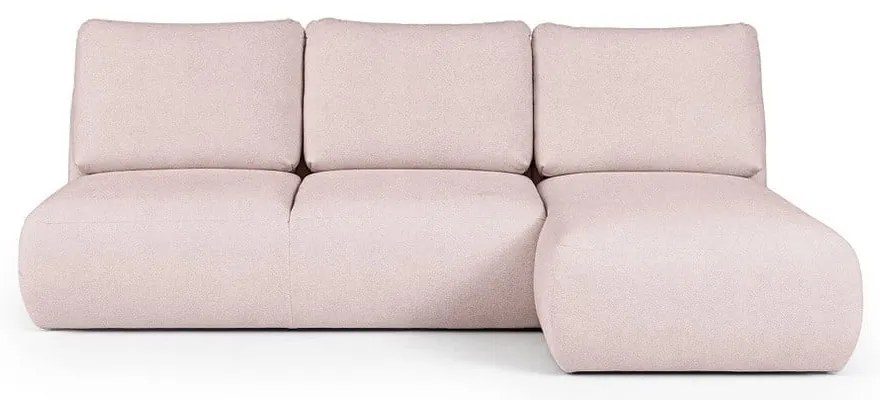 Jasnoróżowy narożnik z materiału bouclé (prawostronny/z szezlongiem) Mirel – Rodier