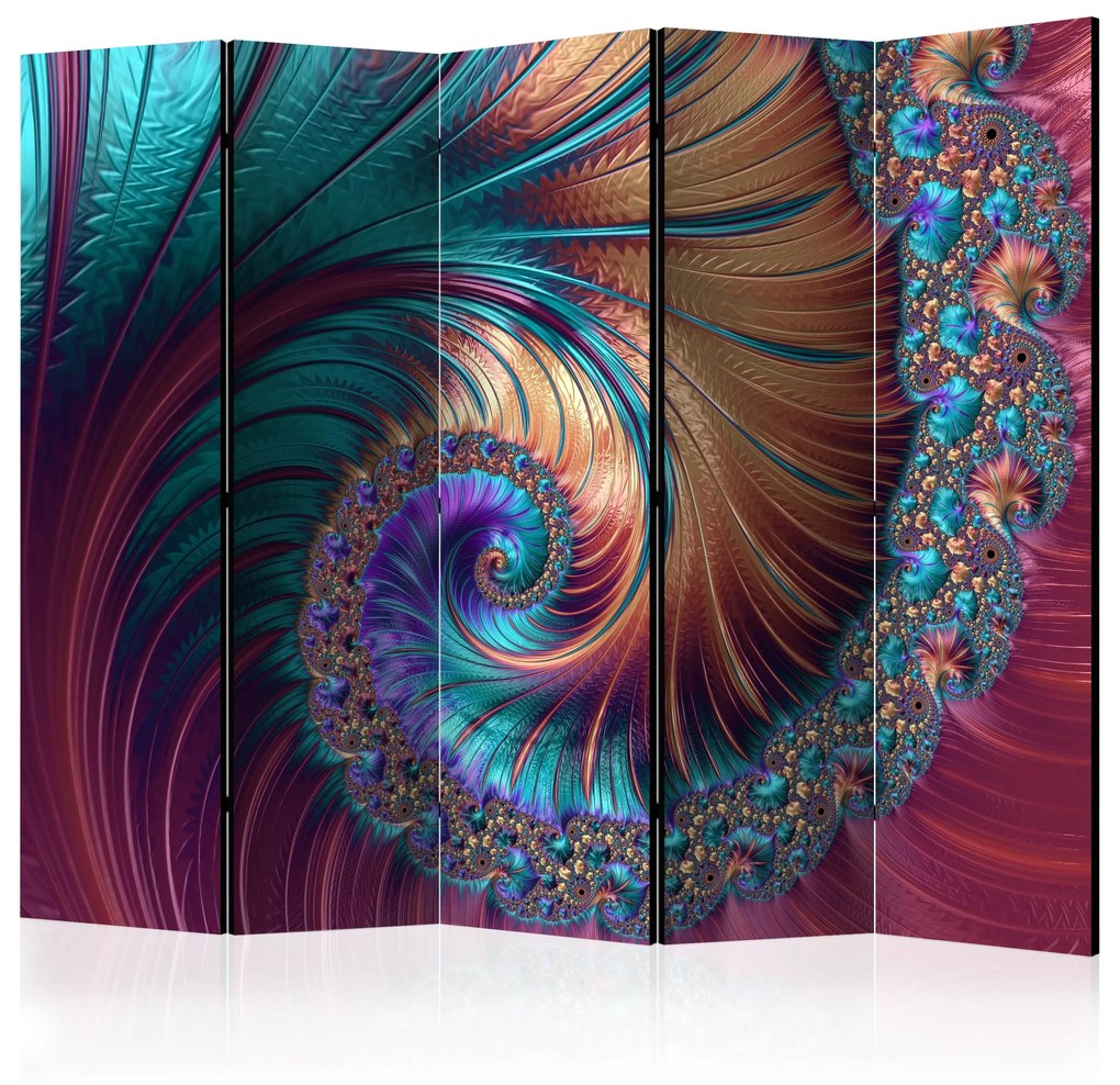 Parawan akustyczny Abstrakcje 225x172 cm 5-częściowy fioletowy ARTGEIST B
