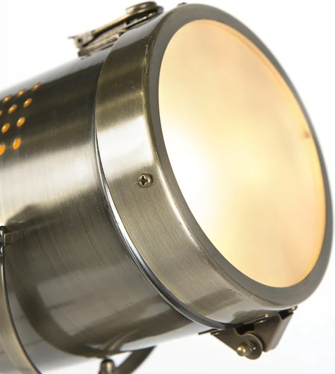 Industrialna lampa podłogowa na trójnogu drewniana ze światłem studyjnym - Braha