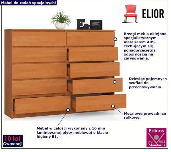 Wysoka komoda z szufladami do biura olcha N9-T34