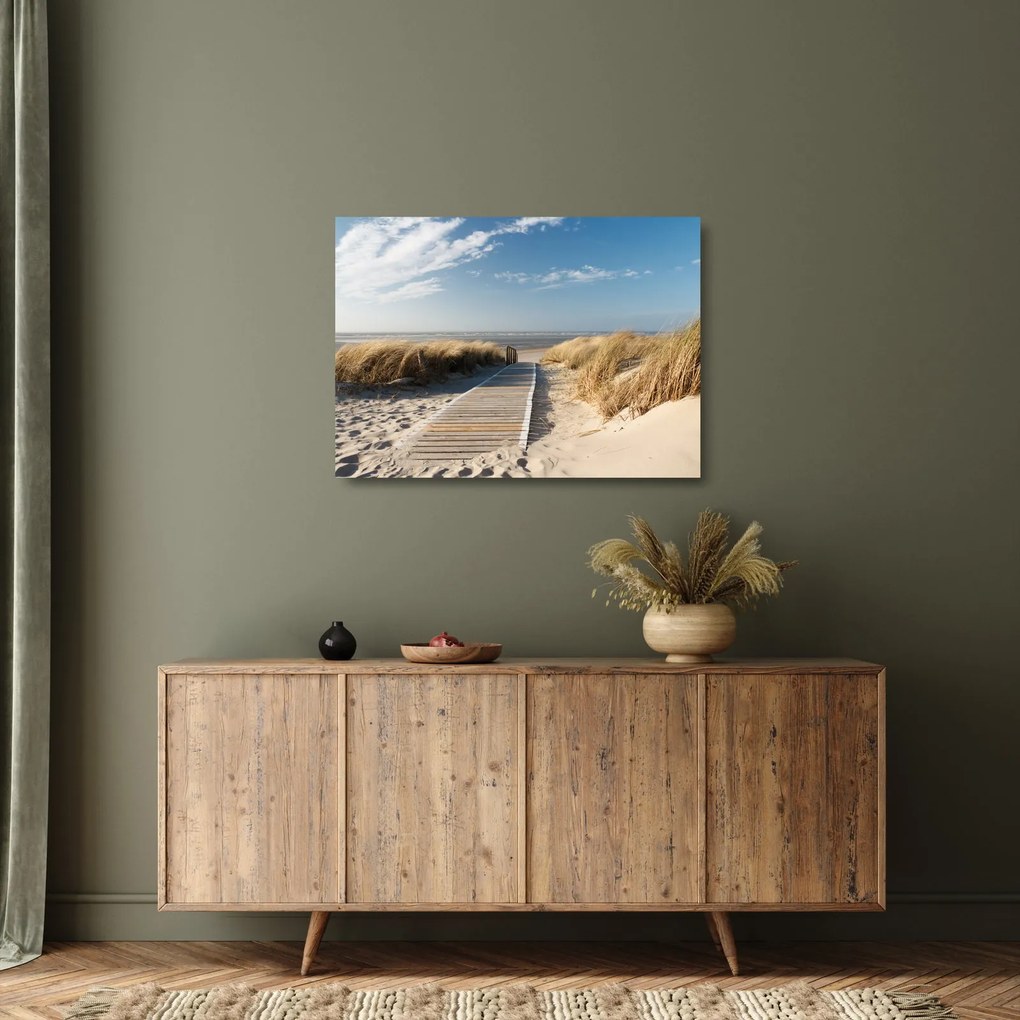 Obraz na szkle - Piaszczysta plaża na wyspie Langeoog, Niemcy (70x50 cm)