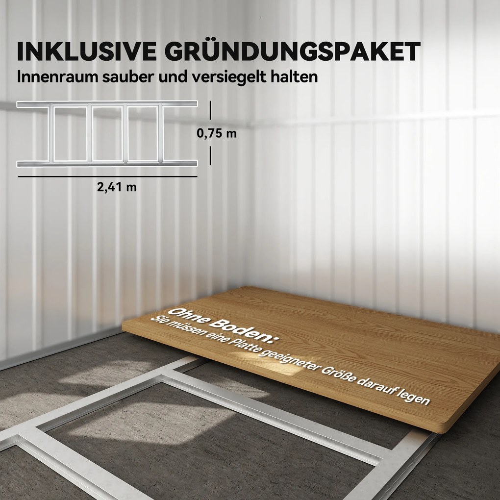 Outsunny Metalowy schowek do przechowywania narzędzi ogrodowych, z oknem, szerokie drzwi, 260 x 177 x 190 cm, zielony | Aosom PL