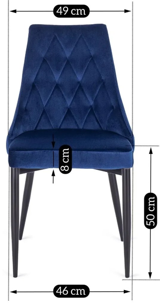 Krzesło Tapicerowane do Salonu CORK Granatowe Welurowe Nowoczesne Loft