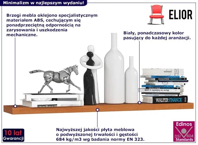 Klasyczna półka na książki olcha - Sevrox 3X 100 cm