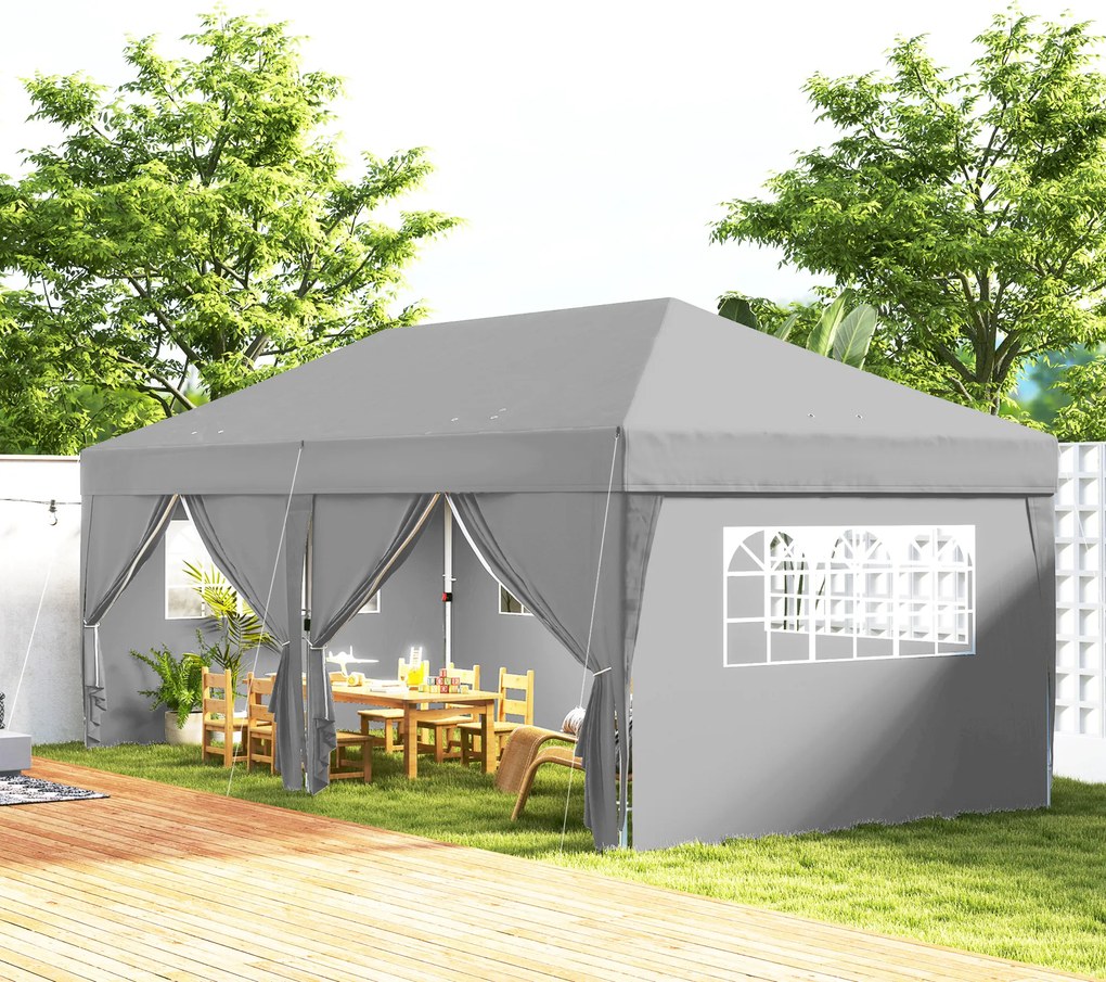 Outsunny Pawilon ok. 6x3m Stabilny mrozoodporny Pop-up składany pawilon z oknem drzwi na zamek błyskawiczny ścianki boczne ochrona UV | Aosom PL