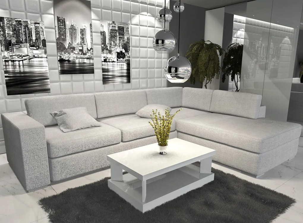 Prostokątny stolik do salonu w połysku Domino 100x60 biały