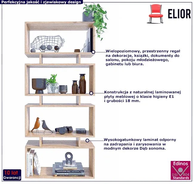 Dziecięcy regał ażurowy dąb sonoma K3-A45
