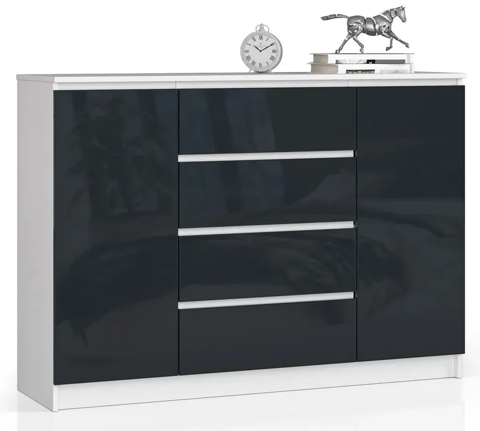 Komoda w połysku do biura biała + grafit H4-W86