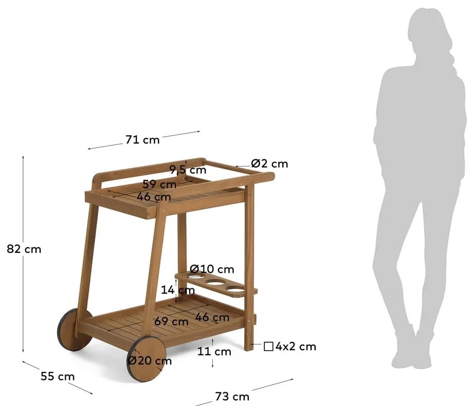 Barek z litego drewna akacjowego 55x73 cm Felisa – Kave Home