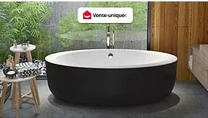 Wanna wolnostojąca owalna - 251 L - 185 x 90 x 58 cm - czarna - akrylowa - MARMATI