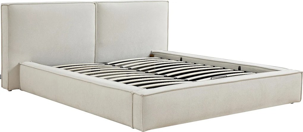 Łóżko ze skrzynią 160 x 200 cm - Tkanina - Beż - TAVESO