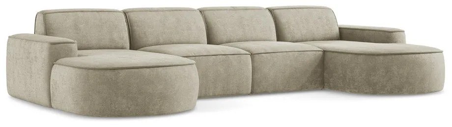 Beżowy narożnik z tkaniny szenilowej (w kształcie litery U) Omao – Makamii