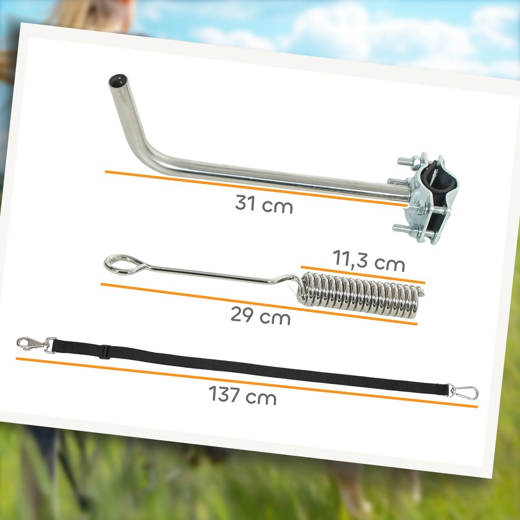 PawHut Smycz rowerowa dla psa z amortyzacją, regulowana, szybki montaż, srebrno-czarna | Aosom PL