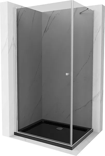 Mexen Pretoria kabina prysznicowa uchylna 80 x 70 cm, grafit, chrom + brodzik Flat, czarny - 852-080-070-01-40-4070