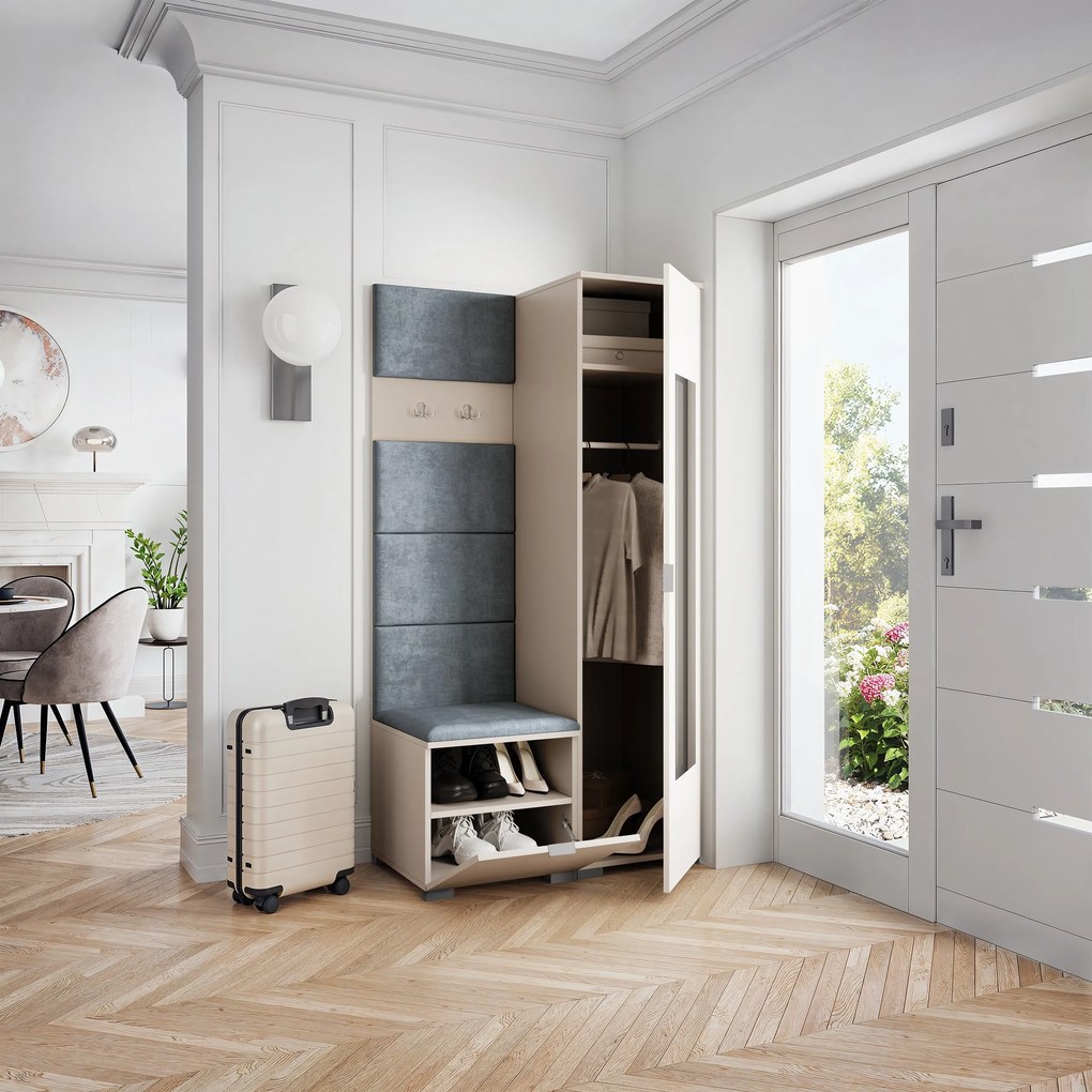 Masseno Garderoba VIRA 95/181/51 cm Nowoczesna Szafa do Przedpokoju Kaszmir, MONOLITH 85 (Szary)