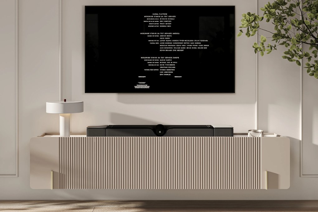 Szafka RTV Malmi 200 cm wisząca - kaszmir / crema bianca / złoty
