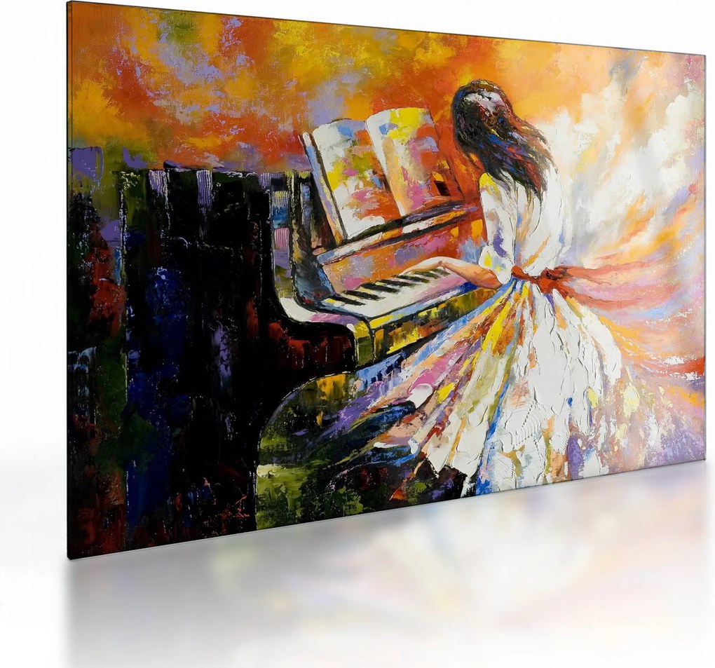 Obraz na szkle - Kobieta grająca na pianinie (70x50 cm)