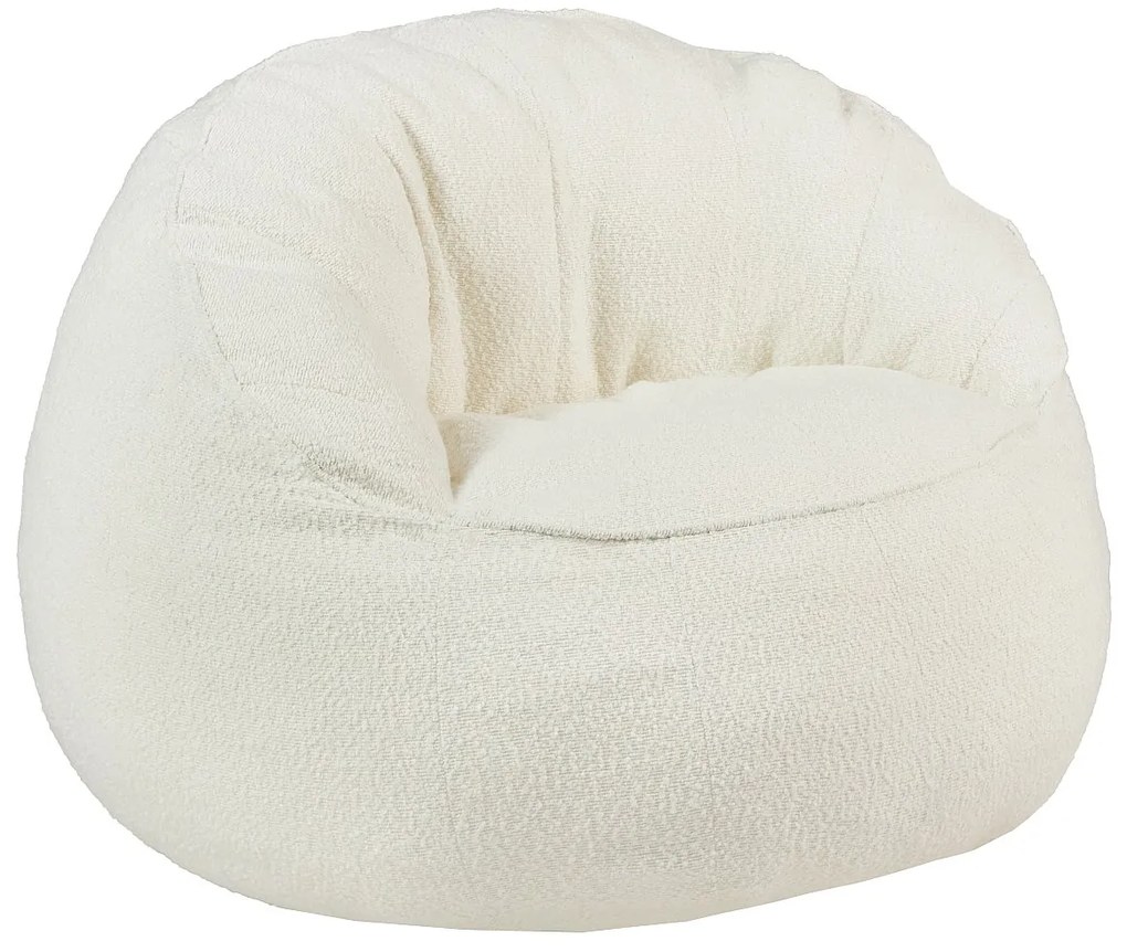 Fotel pufa muszla z białej bukli - FONADO