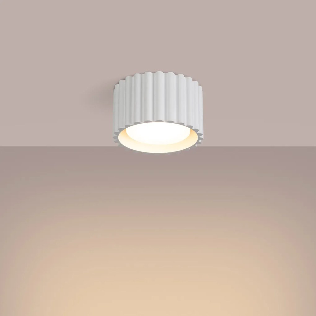 Plafon AURA 1 biały GX53 ryflowany SOLLUX  LIGHTING