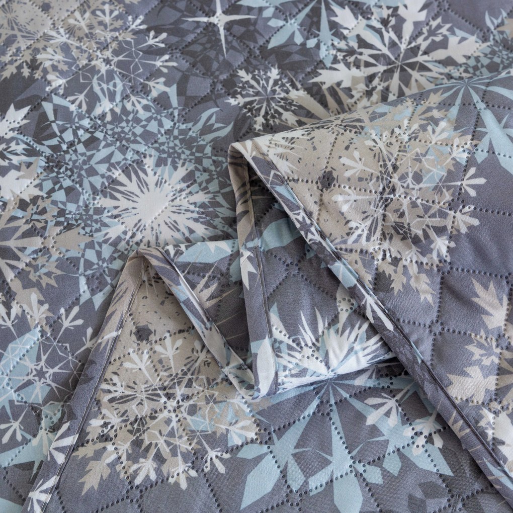 Narzuta na łóżko SNOWFLAKE, niebiesko-szary Rozmiar: 220 x 240 cm