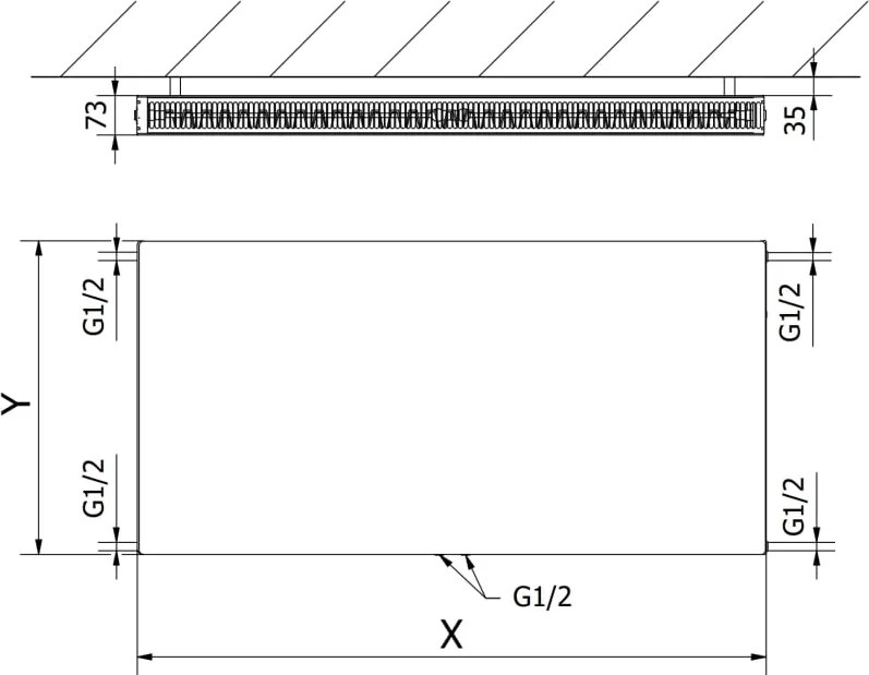 Mexen Flat CCF21 grzejnik płytowy 600 x 700 mm, podłączenie dolne środkowe, 847 W, biały - W6C21F-060-070-00