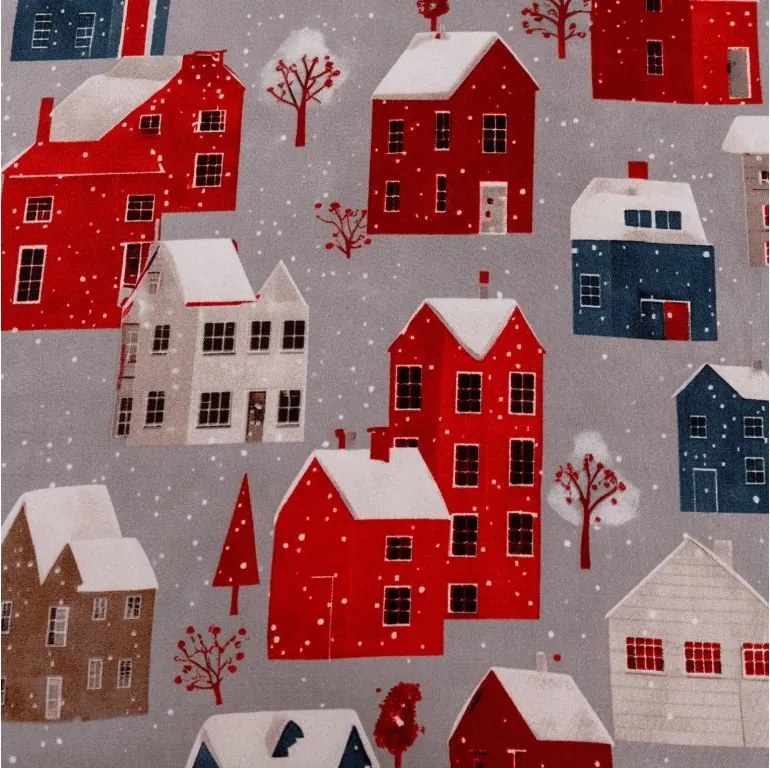 PrzytulneMieszkanie.pl Prześcieradło z mikrofibry WINTER COTTAGE szare 90x200 cm