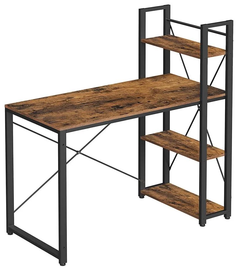 Biurko z półkami SOLEA brązowo-czarne