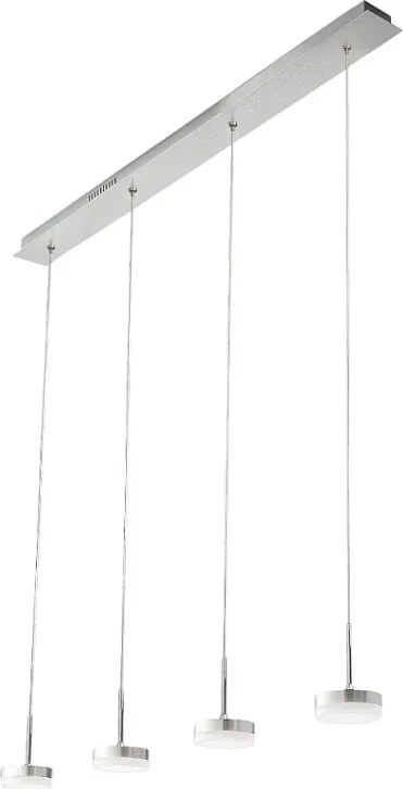 Lampa wisząca Fabas Luce Dunk z 4 źródłami światła - 32 W, ściemnialna dioda LED - szczotkowane aluminium, konstrukcja liniowa