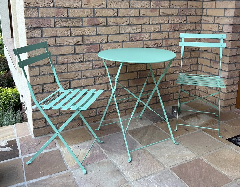 Składany stolik restauracyjny typu bistro Semplici, miętowy