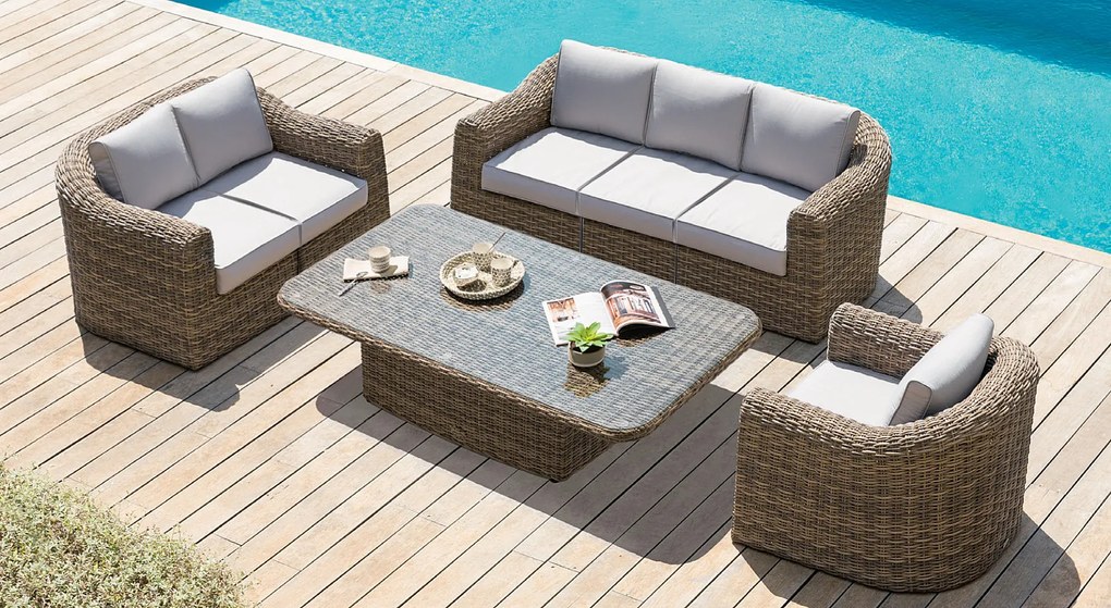 Rattanowy zestaw modułowy BORNEO LUXURY dla 6 osób (brązowy)