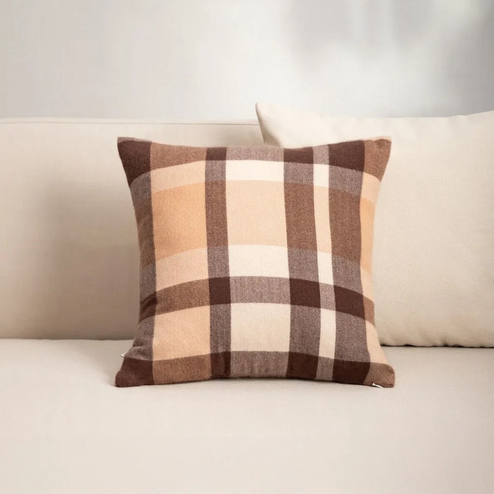 Poszewka dekoracyjna MELROSE puszysta w kratę 45x45 cm HOMLA