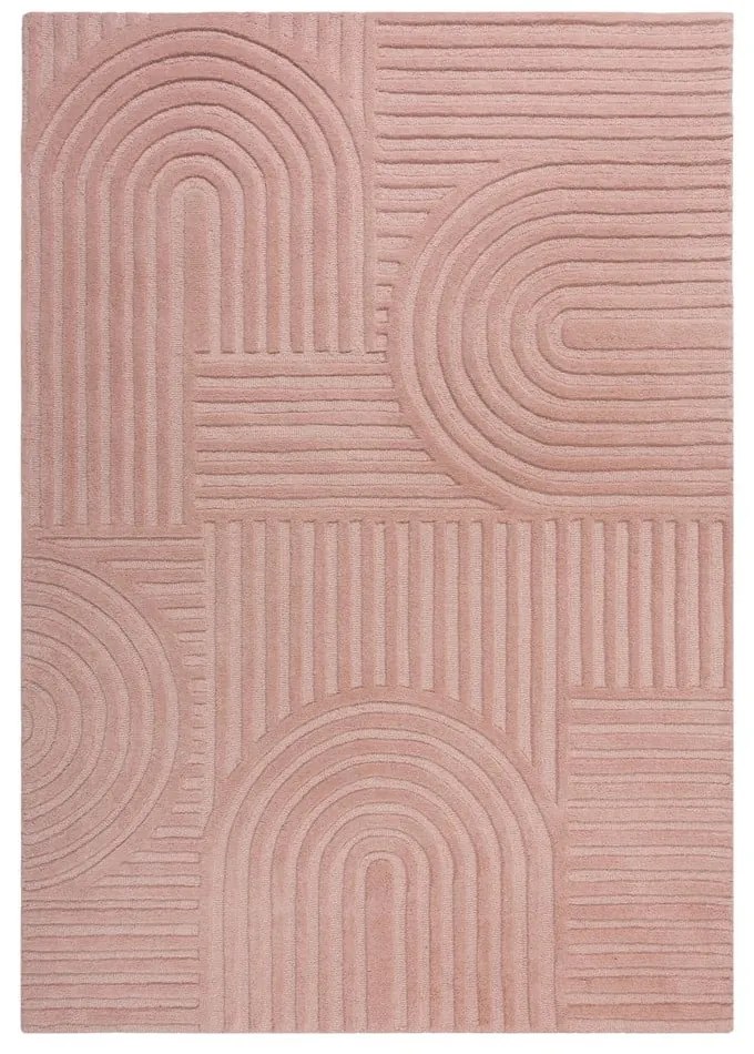 Różowy dywan wełniany Flair Rugs Zen Garden, 160x230 cm