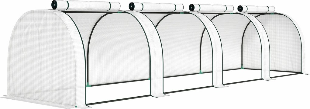 Outsunny Szklarnia, zimowa szklarnia foliowa z drzwiami na zamek błyskawiczny 395 x 100 x 80 cm, biały | Aosom PL
