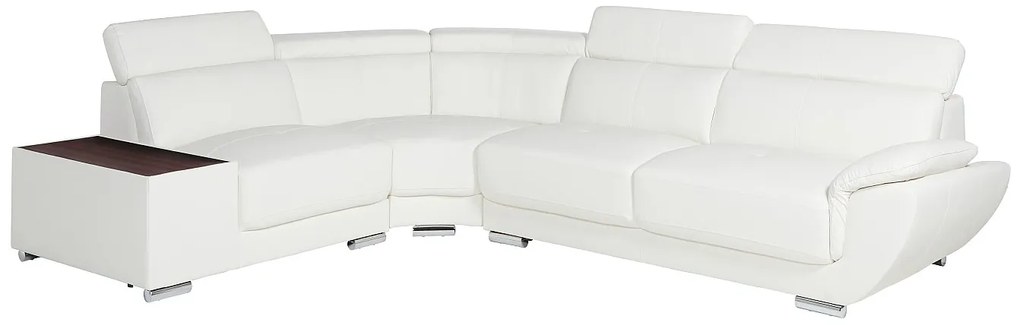 Kanapa narożna ze skóry NAHIA - Biały - Narożnik lewostronny