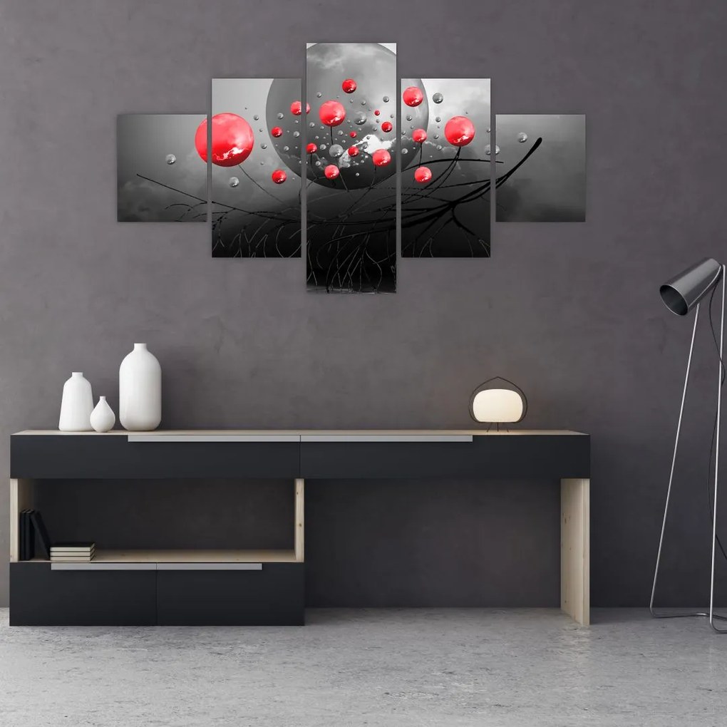 Obraz czerwonych abstrakcyjnych kul (125x70 cm)