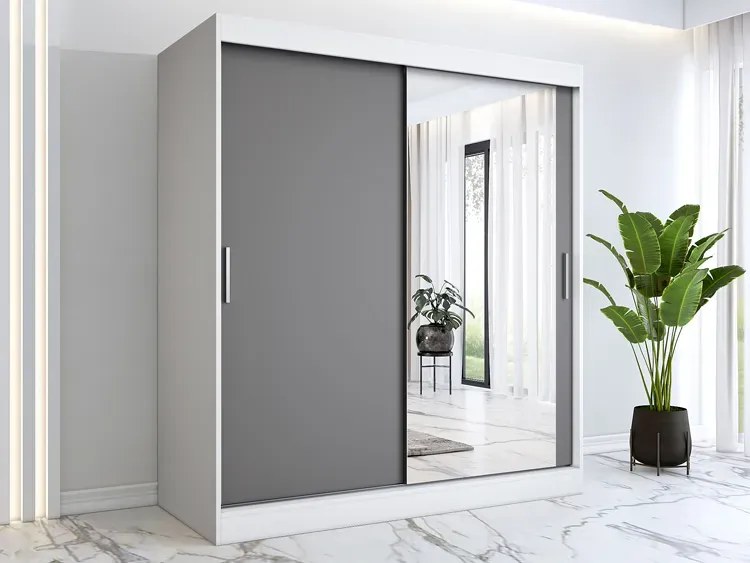 Szafa przesuwna biel + antracyt 180 cm - Massi 5X