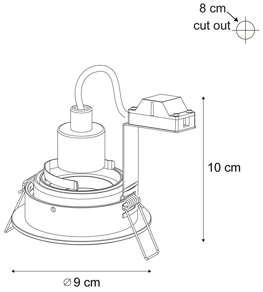 Zestaw 6 nowoczesnych reflektorów wpuszczanych w kolorze beżowym GU10 50 mm, obrotowych i odchylanych - Chuck