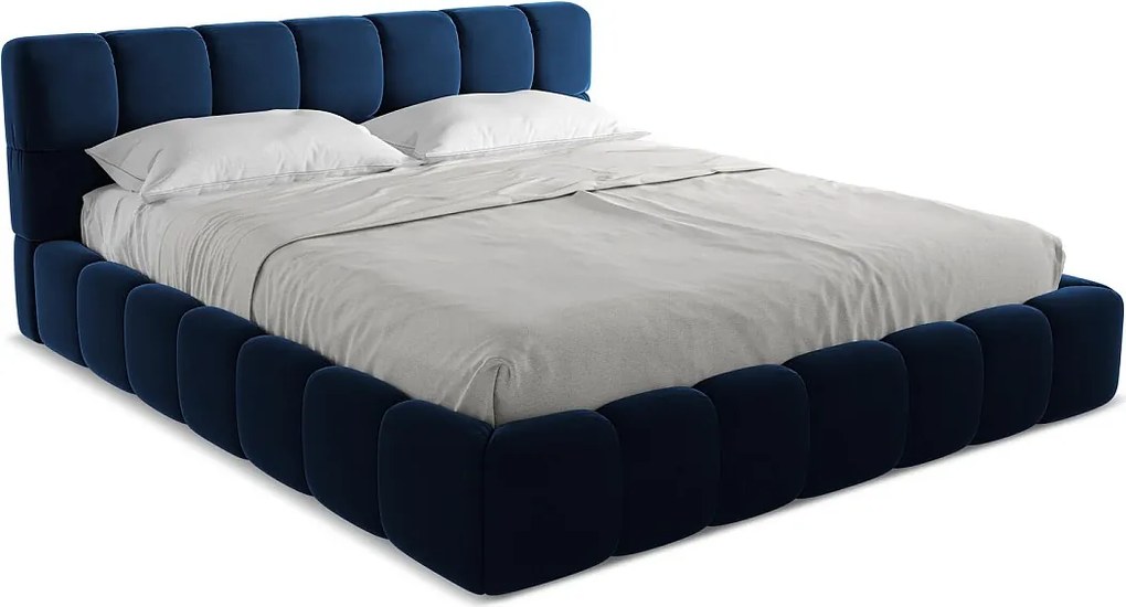 Łóżko 200 x 228 - z weluru - królewski niebieski - NALU