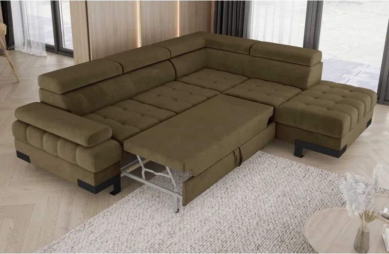 Narożnik SELVA L z funkcją spania i pojemnikiem Prawostronny w tkaninie SALVADOR 14 WERSAL