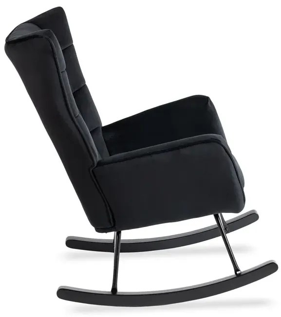 Czarny welurowy fotel bujany R6-B76
