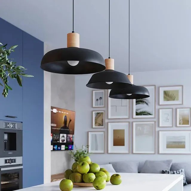 Czarna industrialna metalowa lampa wisząca nad stół - A644 L0-K25