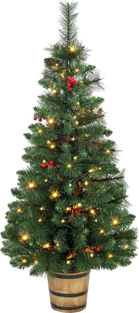 HOMCOM Sztuczna choinka, 120 cm, 100 LED, 131 końcówek, jagody, 2 kolory światła, pilot | Aosom PL