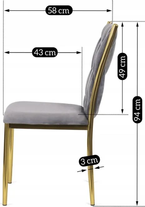 Krzesło Tapicerowane Plecione do Salonu DAN Szare Welurowe Nowoczesne Glamour