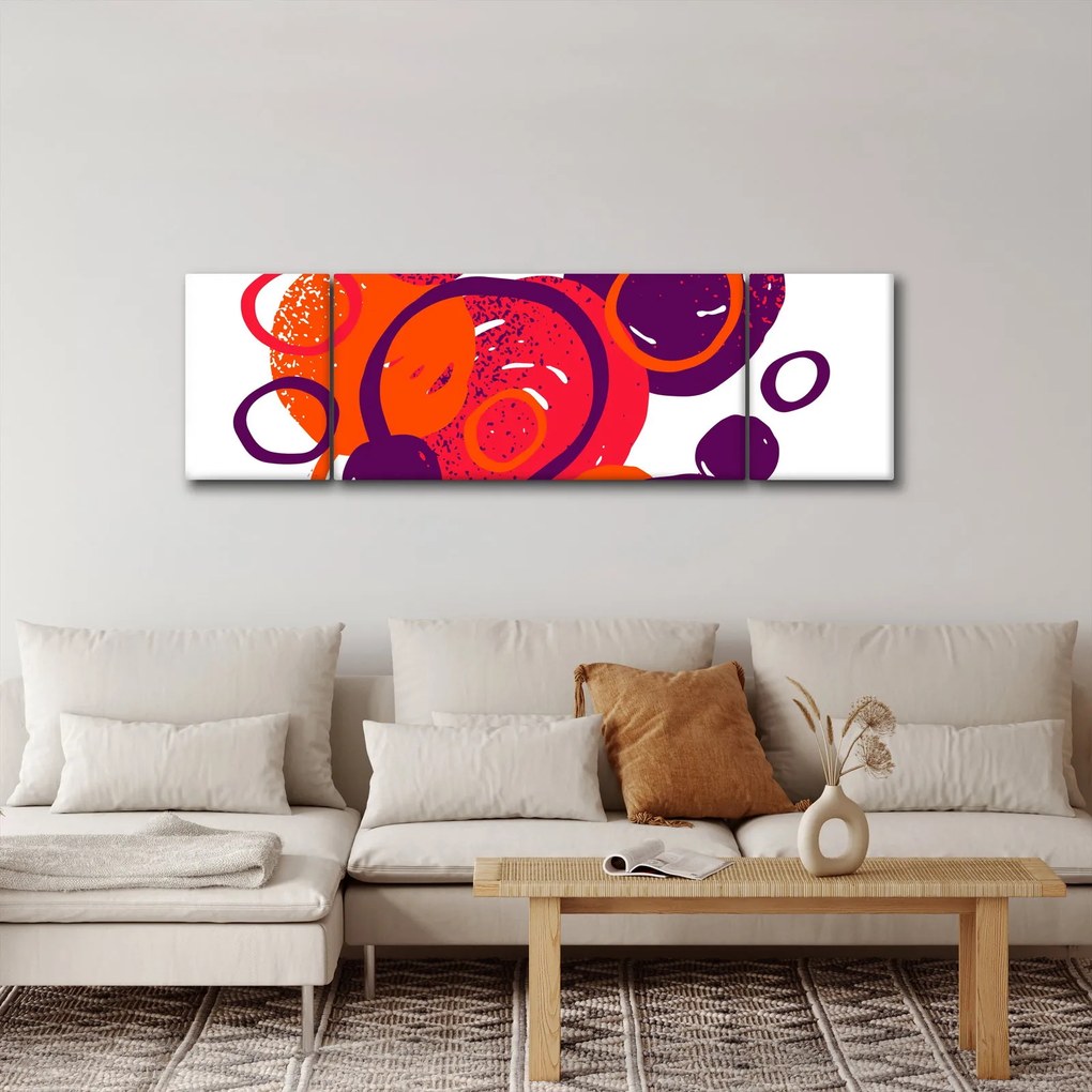 Obraz - Motyw z kółkami w ciepłych kolorach (170x50 cm)