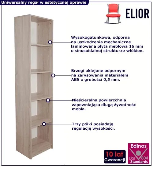 Wysoki Regał Dąb Sonoma 40 Cm 2 Kolory R1-D75
