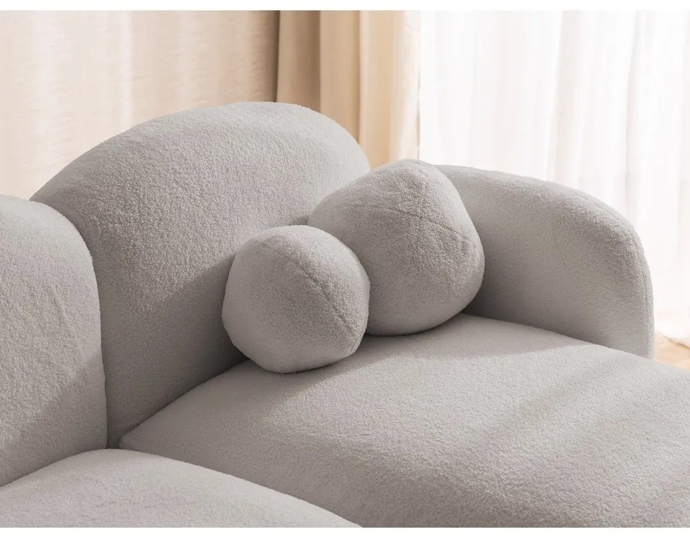 Szary narożnik z materiału bouclé (prawostronny/z szezlongiem) Orbit – Ropez