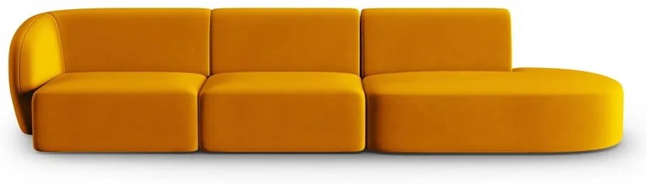 Musztardowa aksamitna sofa lewostronna 311 cm Paolo – Milo Casa