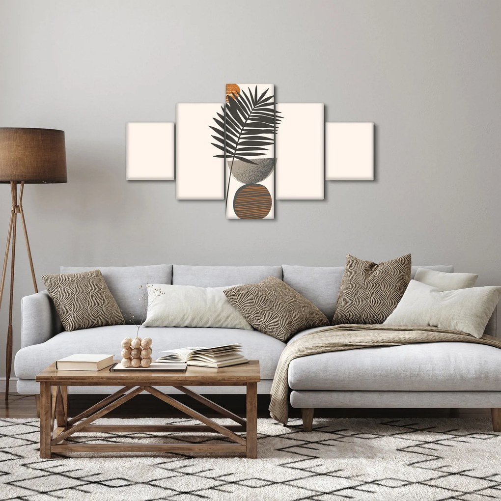 Obraz - Abstrakcja z liściem palmy (125x70 cm)