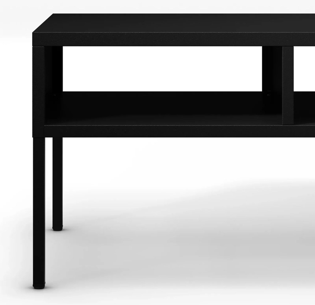 Metalowy stolik kawowy z półkami Modern Matteo, kolor czarny